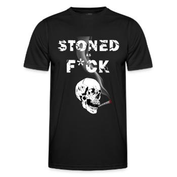 stoned weed cannabis weed marijuana THC Grass 420 - Men's Functional T-Shirt - black - Front - AI Model Male 178 dark (178cm)