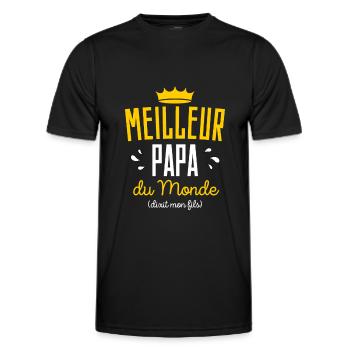 Cadeau Meilleur Papa Noel Anniversaire - T-shirt sport Homme - noir - Devant - AI Model Male 178 dark (178cm)