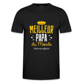 Cadeau Meilleur Papa Noel Anniversaire - T-shirt sport Homme - noir - Devant - AI Model Male 178 dark (178cm)