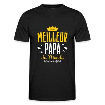 Cadeau Meilleur Papa Noel Anniversaire - T-shirt sport Homme - noir - Devant - AI Model Male 178 dark (178cm)