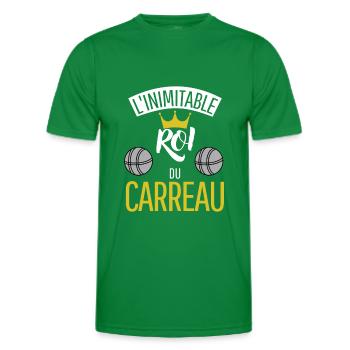 Cadeau Pétanque - L'inimitable roi du Carreau - T-shirt sport Homme - vert - Devant - AI Model Male 178 dark (178cm)