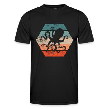 Pieuvres de calmar rétro cadeau - T-shirt sport Homme - noir - Devant - AI Model Male 178 dark (178cm)