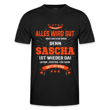 Alles wir gut Sascha ist wieder da T-Shirt - Männer Funktions-T-Shirt - Schwarz - Vorne - AI Model Male 178 dark (178cm)