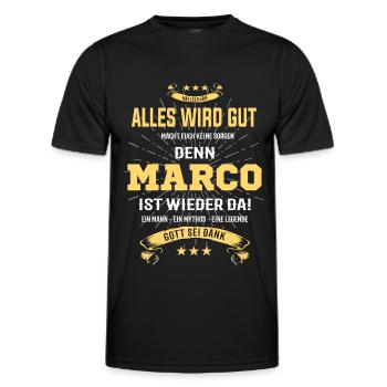 Alles ist gut denn Marco ist wieder da - Männer Funktions-T-Shirt - Schwarz - Vorne - AI Model Male 178 dark (178cm)