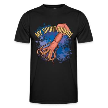 Squid giant squid on splashes of colour - Men's Functional T-Shirt - black - Front - AI Model Male 178 dark (178cm)