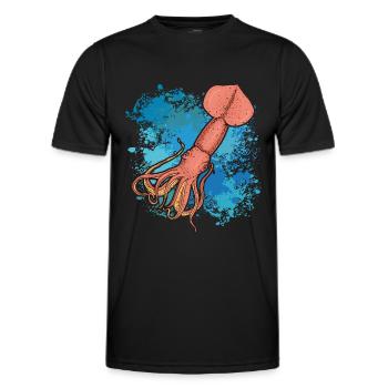 Calmar Calmar géant sur des éclaboussures colorées de couleur - T-shirt sport Homme - noir - Devant - AI Model Male 178 dark (178cm)
