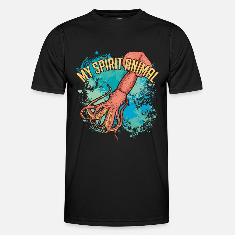Calmar géant de Kalmar sur des éclaboussures colorées de couleur - T-shirt sport Homme - noir