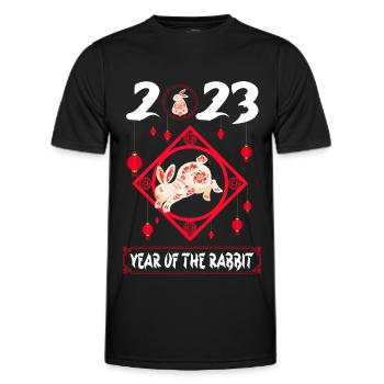Year of the Rabbit 2023 -Chinesisches Neujahrsfest - Männer Funktions-T-Shirt - Schwarz - Vorne - AI Model Male 178 dark (178cm)