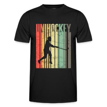 Unihockey - Männer Funktions-T-Shirt - Schwarz - Vorne - AI Model Male 178 dark (178cm)