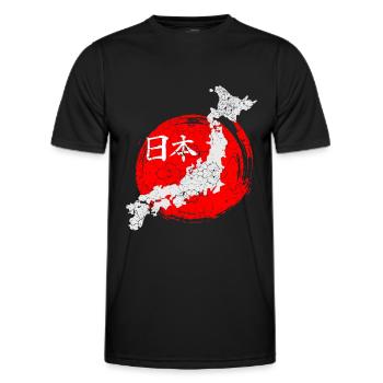 Japan country shape flag character - Men's Functional T-Shirt - black - Front - AI Model Male 178 dark (178cm)
