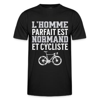 L'Homme Parfait Est Normand Cycliste - T-shirt sport Homme - noir - Devant - AI Model Male 178 dark (178cm)