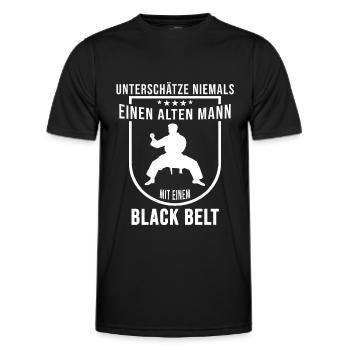 Black Belt Lustige Sprüche Vatertag Karate Judo - Männer Funktions-T-Shirt - Schwarz - Vorne - AI Model Male 178 dark (178cm)