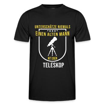 Lustige Astronomie Sprüche Teleskop Physiker Mann - Männer Funktions-T-Shirt - Schwarz - Vorne - AI Model Male 178 dark (178cm)