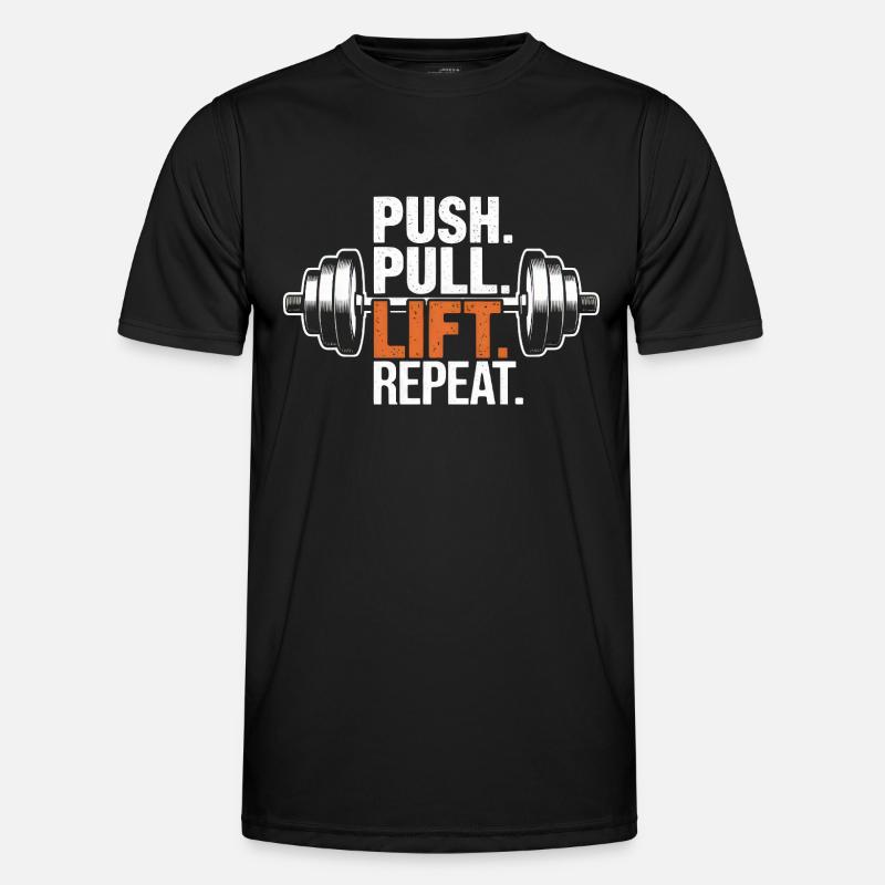 Push Pull Lift Repeat - Männer Funktions-T-Shirt - Schwarz