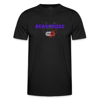 Beastmode On | Gym | Fitness | Wolf - Männer Funktions-T-Shirt - Schwarz - Vorne - AI Model Male 178 dark (178cm)