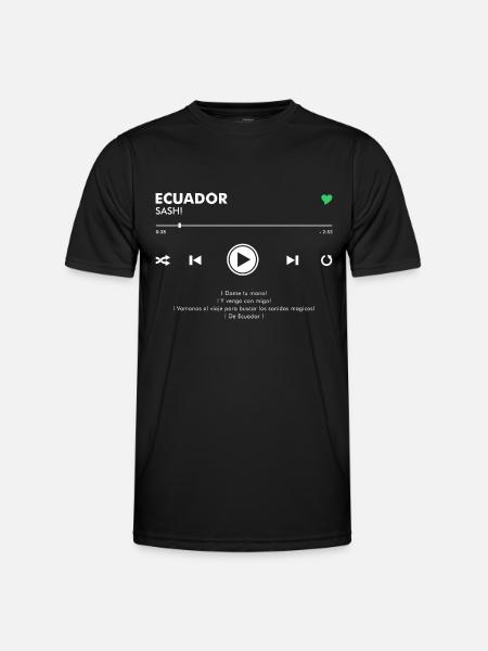 ECUADOR - Play Button & Lyrics - Männer Funktions-T-Shirt - Schwarz