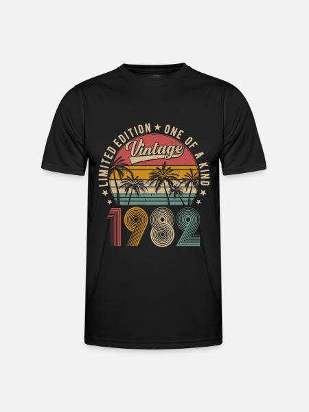 Vintage 1982 Vintage Retro Prezent urodzinowy - Funkcjonalna koszulka męska - czarny