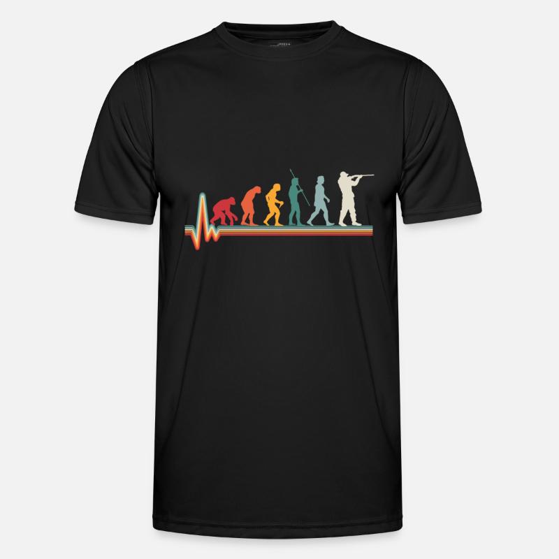Evolution Herzschlag Jäger Jagd Geschenk - Männer Funktions-T-Shirt - Schwarz