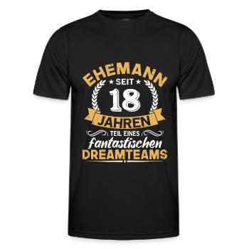 18. Hochzeitstag Ehemann seit 18 Jahren Geschenk - Männer Funktions-T-Shirt - Schwarz - Vorne - AI Model Male 178 dark (178cm)