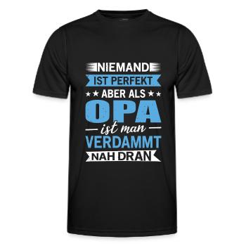 Niemand ist perfekt, aber als Opa ist man nah dran - Männer Funktions-T-Shirt - Schwarz - Vorne - AI Model Male 178 dark (178cm)