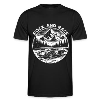 T-shirt de voiture de sport vintage - Rock and Race Design - T-shirt sport Homme - noir - Devant - AI Model Male 178 dark (178cm)