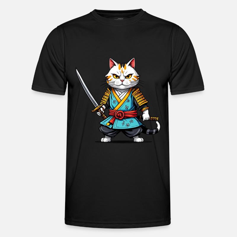 Samurai-Katze Männer Funktions-T-Shirt