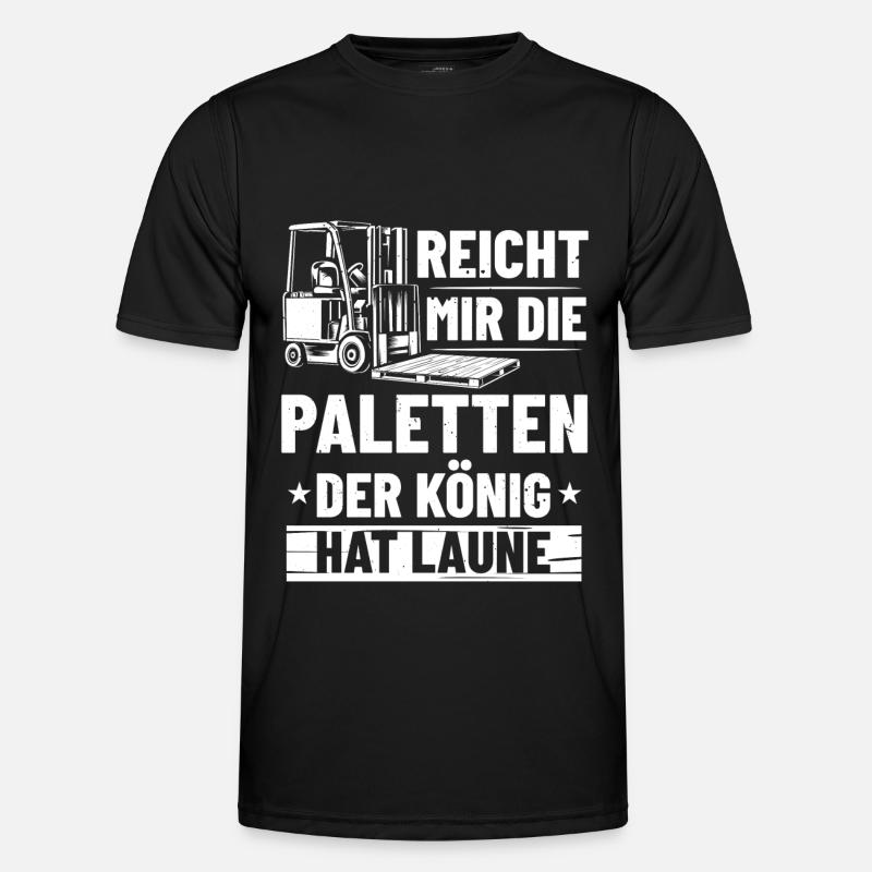 Gabelstaplerfahrer König Lagerist Hochstapler - Männer Funktions-T-Shirt - Schwarz