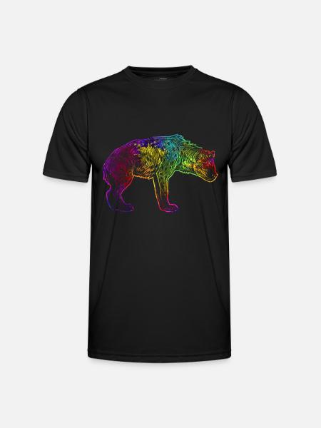 Bunte Hyäne - Männer Funktions-T-Shirt - Schwarz