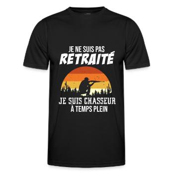 Chasseur À Temps Plein Humour Retraite Cadeau - T-shirt sport Homme - noir - Devant - AI Model Male 178 dark (178cm)