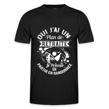 Randonneur Retraité Cadeau Randonnée Retraite - T-shirt sport Homme - noir - Devant - AI Model Male 178 dark (178cm)