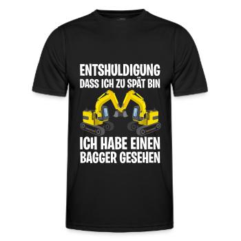 Funny excavator Bagger - Männer Funktions-T-Shirt - Schwarz - Vorne - AI Model Male 178 dark (178cm)
