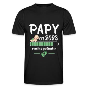 Futur Papy 2023 Idée Cadeau Nouvelle Naissance - T-shirt sport Homme - noir - Devant - AI Model Male 178 dark (178cm)