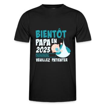Bientôt Papa En 2023 Cadeau Annonce Grossesse - T-shirt sport Homme - noir - Devant - AI Model Male 178 dark (178cm)