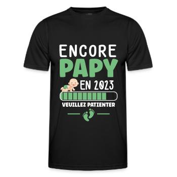 Encore Papy 2023 Cadeau Naissance Futur Grand Père - T-shirt sport Homme - noir - Devant - AI Model Male 178 dark (178cm)