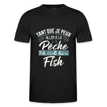Pêche Humour Le Reste Je M'en Fish Cadeau Pêcheur - T-shirt sport Homme - noir - Devant - AI Model Male 178 dark (178cm)