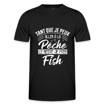 Pêche Humour Le Reste Je M'en Fish Cadeau Pêcheur - T-shirt sport Homme - noir - Devant - AI Model Male 178 dark (178cm)