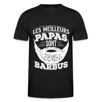 Les Meilleurs Papa Sont Barbus Cadeau Barbe Humour - T-shirt sport Homme - noir - Devant - AI Model Male 178 dark (178cm)