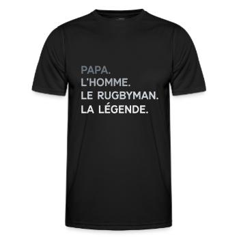 Papa Rugbyman L'Homme La Légende Cadeau Rugby - T-shirt sport Homme - noir - Devant - AI Model Male 178 dark (178cm)