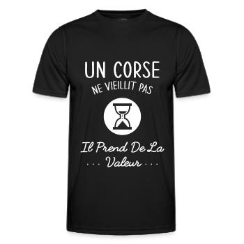 Un Corse Ne Vieillit Pas Humour Idée Cadeau Corse - T-shirt sport Homme - noir - Devant - AI Model Male 178 dark (178cm)