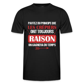 Crêpe - Cuisine - Raison - Goûter - Drôle - Humour - T-shirt sport Homme - noir - Devant - AI Model Male 178 dark (178cm)
