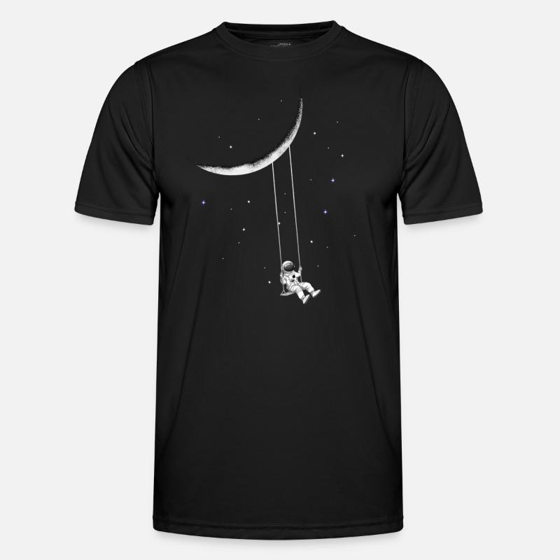 Astronaut on swing - Men's Functional T-Shirt - black