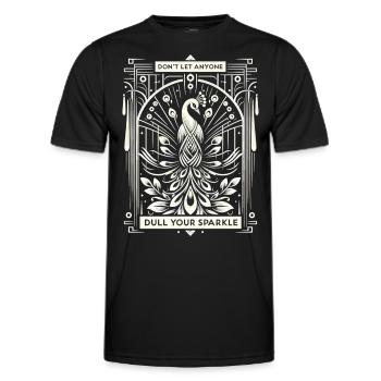 Élégant paon blanc : Splendeur Art déco - T-shirt sport Homme - noir - Devant - AI Model Male 178 dark (178cm)