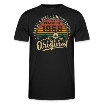 Geboren 1968 Original Retro Vintage Geburtstag 1968 - Männer Funktions-T-Shirt - Schwarz - Vorne - AI Model Male 178 dark (178cm)