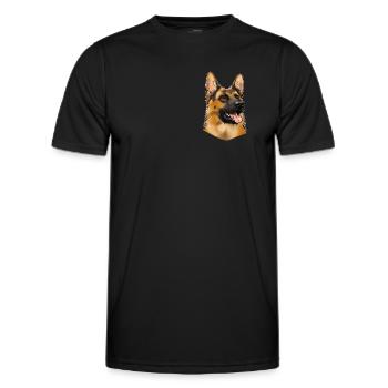 Tête de berger allemand (pour textiles foncés) - T-shirt sport Homme - noir - Devant - AI Model Male 178 dark (178cm)