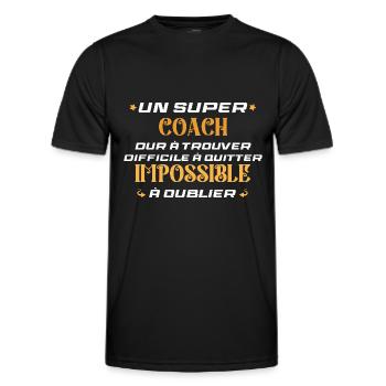 Coach sportif coach homme super coach - Men's Functional T-Shirt - black - Front - AI Model Male 178 dark (178cm)