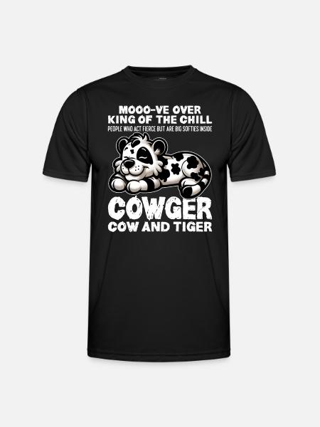 MOOO-VE YLI KING OF THE CHILL - LEHMÄ JA TIIKERI - Miesten tekninen t-paita - musta