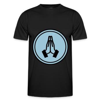 Praying hands circle - Men's Functional T-Shirt - black - Front - AI Model Male 178 dark (178cm)
