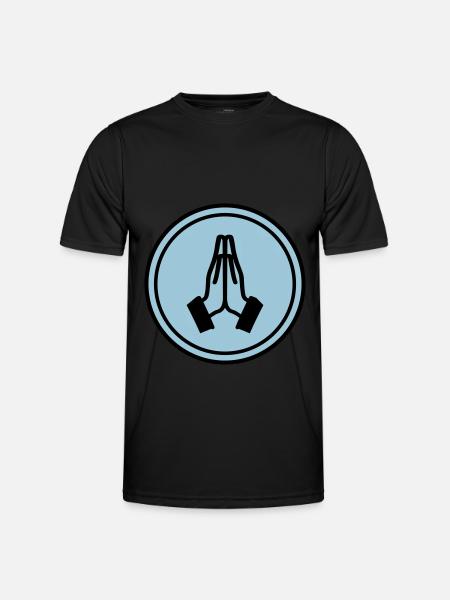 Praying hands circle - Men's Functional T-Shirt - black