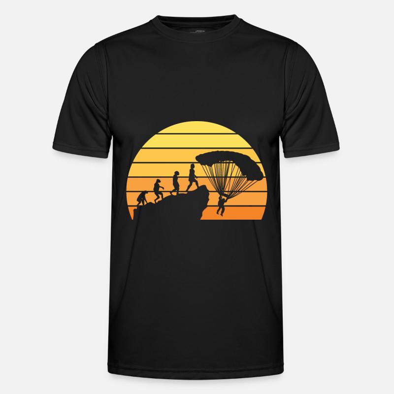 Fallschrimspringen Evolution Urmensch Parachute - Men's Functional T-Shirt - black