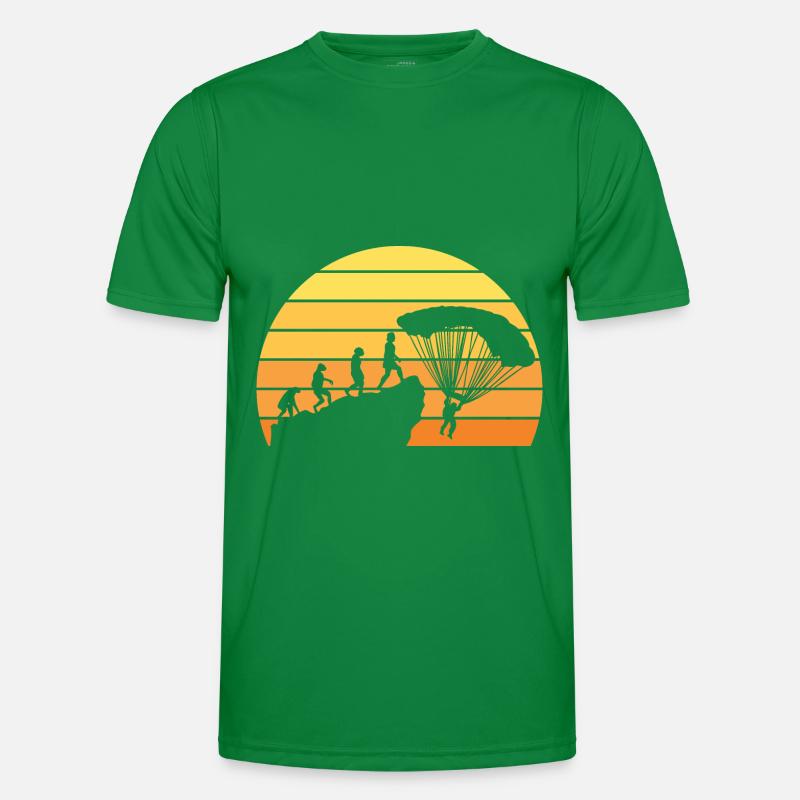 Fallschrimspringen Evolution Urmensch Fallschirm Männer Funktions-T-Shirt